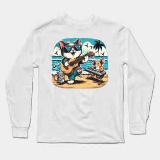 Cat and Band Long Sleeve T-Shirt